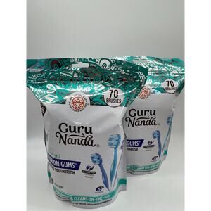GuruNanda Ready-to-Go Pre-Pasted Toothbrushes Wild Mint 70 Ct (Lot of 2)